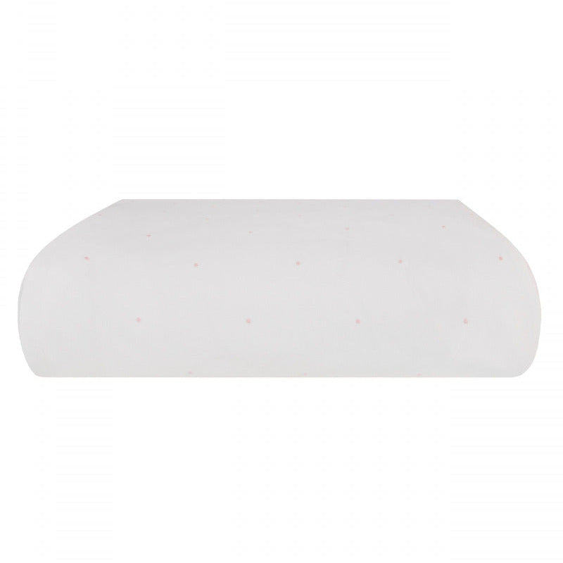 mazuļu segas pārvalks NINA, 100% organiskā kokvilna, 200TC perkals, balts ar rozā izšūtiem elementiem