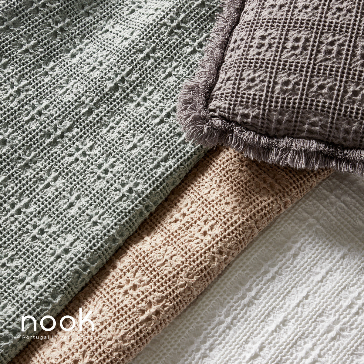 Gultas pārklājs PICK, 100% kokvilna, balts, pelēks, bēšs, zaļš