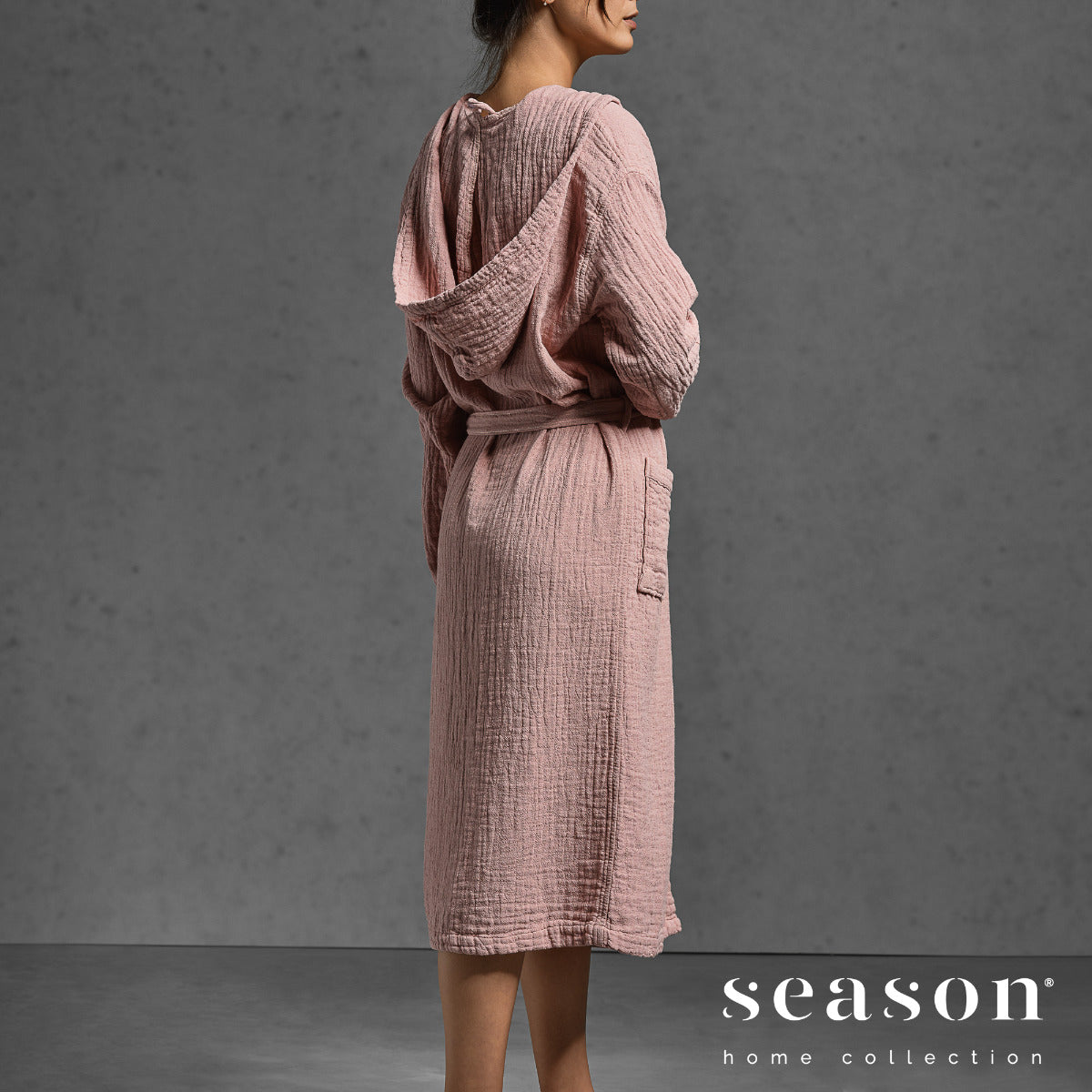 Peldmētelis ar kapuci PUNTO, 100% BCI cotton, pink, rozā