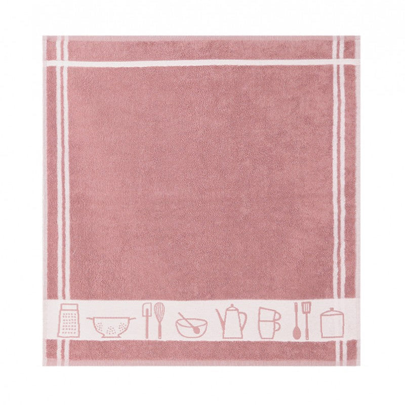 Virtuves dvieļi TERRY, 100% kokvilna, 440 g/kvm, frotē audums, roku dvielis 50x50, rozas krāsa