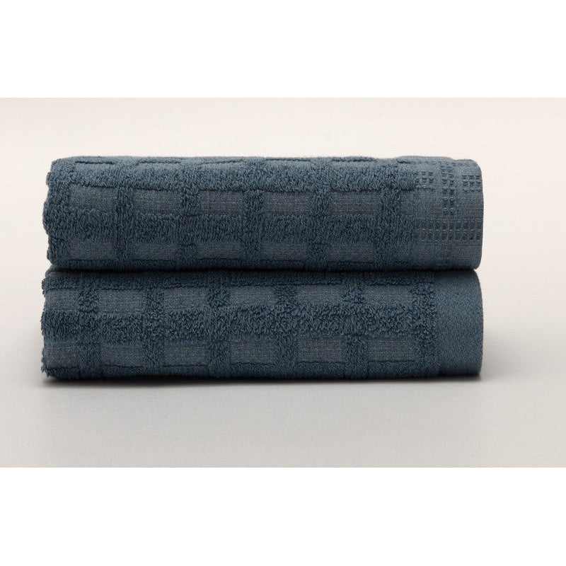 frotē dvieļi DENIM, 100% kokvilna, 520 g/kvm, rūtiņu fakrtūra, denim zils