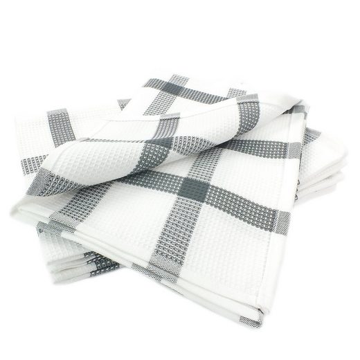 Virtuves dvieļi CHEKS, 100% kokvilna, 260 g/kvm, vafeļaudums, trauku dvielis 50x70, balts-pelēks
