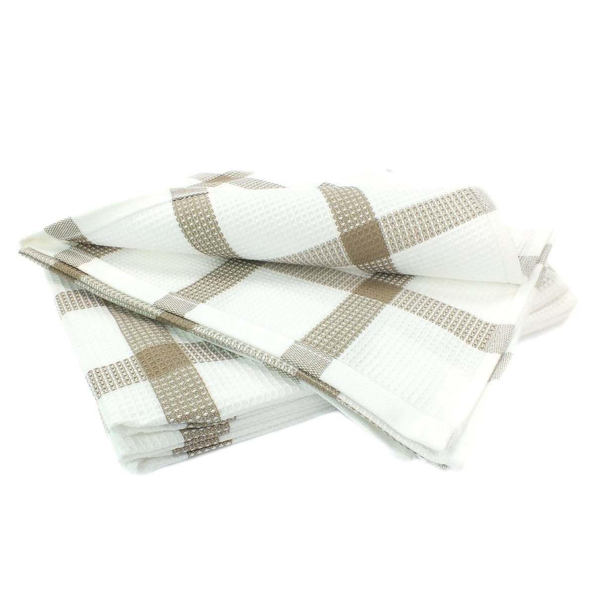Virtuves dvieļi CHEKS, 100% kokvilna, 260 g/kvm, vafeļaudums, trauku dvielis 50x70, balts-bēšs