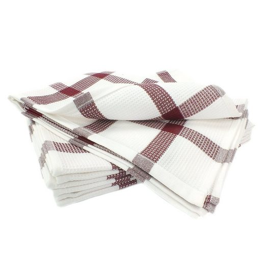 Virtuves dvieļi CHEKS, 100% kokvilna, 260 g/kvm, vafeļaudums, trauku dvielis 50x70, balts-sarkans