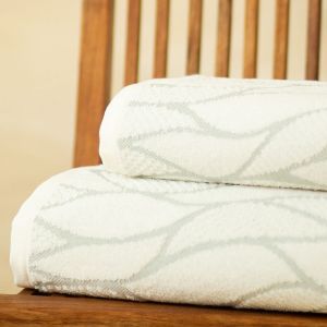 Frotē dvielis BAMBOO 50x100 white/green 75% kokvilna 25% bambuss