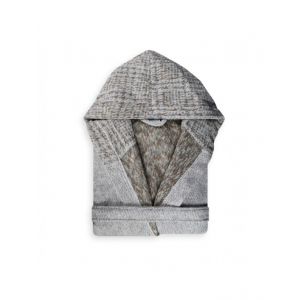 Halāts ar kapuci Prince of Wales S izmērs beige 100% kokvilna