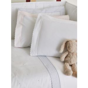 Mazuļu virspalags NINA ar mežģīnes malu 110x170 white/pink