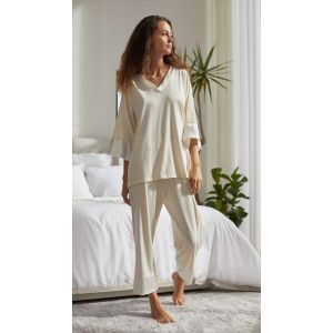 Pidžāma SOFIA S/M pearl 95% viskoza 5% elastāns, apdare 100% zīds Izmērs S/M