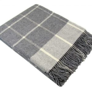 Pleds FARO rūtiņu pelēks 140x200 90% merino vilna, 10% kašmirs