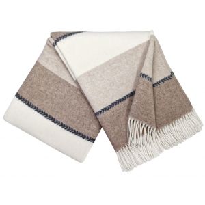 Pleds FARO K 140x200 merino un kašmirs bēšs/brūns/balts