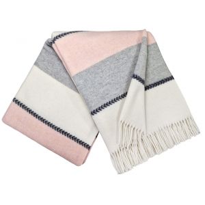 Pleds FARO K 140x200 merino un kašmirs roza/pelēks/balts