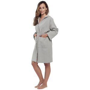 Halāts ar kapuci N HOME XL izmērs GREY 100% kokvilna no otrreizēji pārstrādātās ORGANISKĀS dzijas
