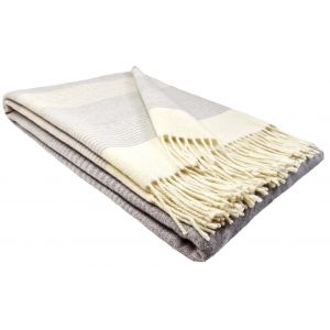 Pleds LUGANO stripo/grey 140x200  90% merino vilna, 10% kašmirs
