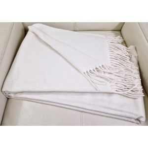 Pleds LUGANO white 140x200  90% merino vilna, 10% kašmirs