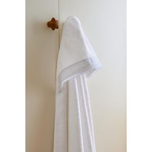 Frotē dvielis ar kapuci NINA 100x100 wite/blue 100% organiskā kokvilna