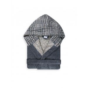 Halāts ar kapuci Prince of Wales XL izmērs grey 100% kokvilna