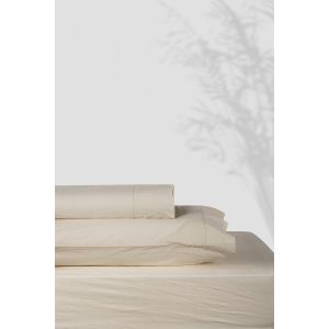 Perkala palags ar gumiju 180x200x35 ecru (OCTOBRE) 100% mazgātā kokvilna