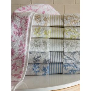 Vintage Floral Frotē dvielis 50x100 green 100% kokvilna